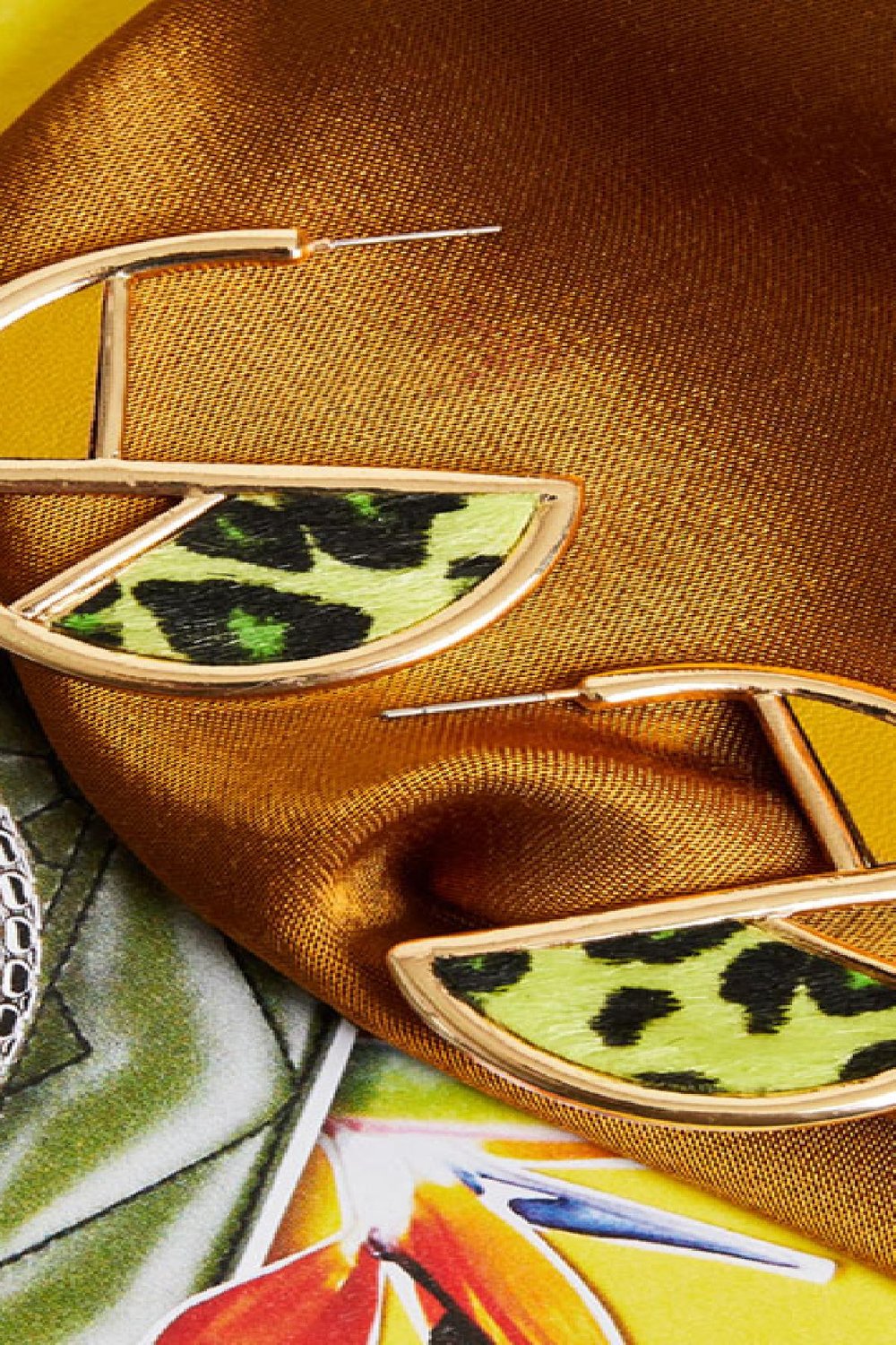 Earrings Bubble Leopard Green & Gold Metaal One size h5Afbeelding2